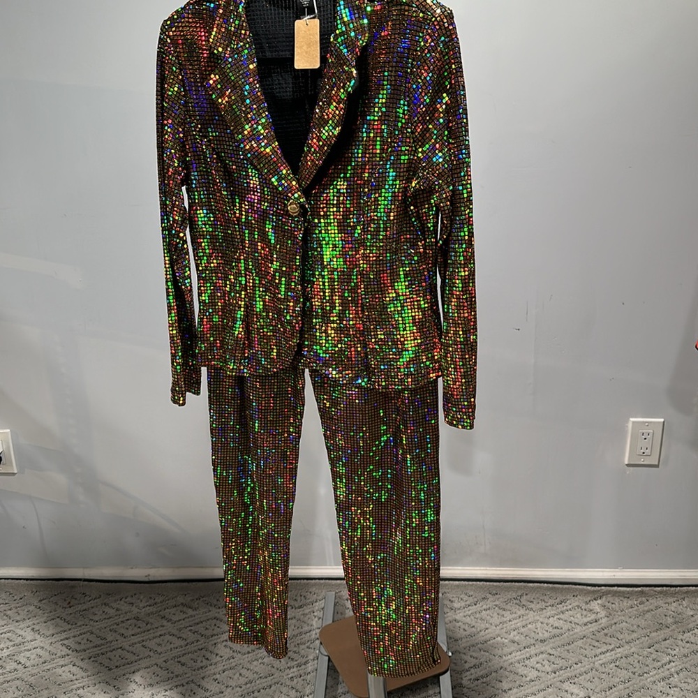 Plus Disco Gold Metallic 2 Piece Jacket Set - Picture 3 of 7